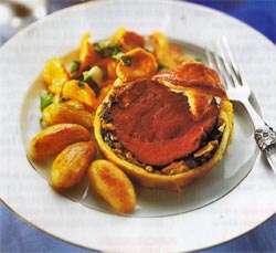 Filet de bison en croûte aux champignons